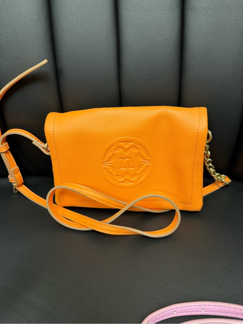 Orange Crossbody Bag with Embossed Logo